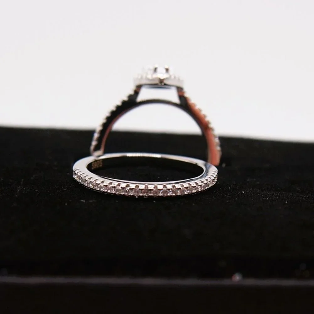 Beautiful 2 Pc. Teardrop Bridal Set,  .925 Solid Sterling Silver!!!! - Picture 2 of 8